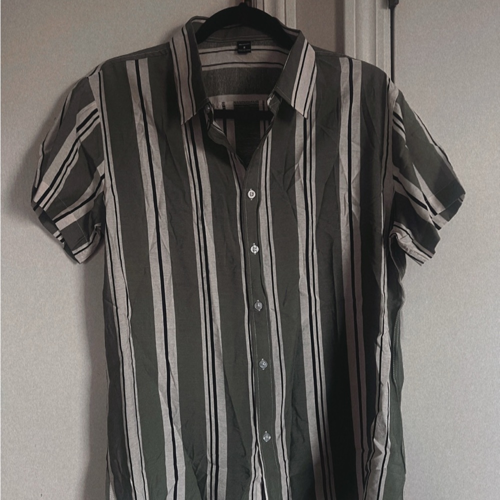 Men's Green Striped Shirt